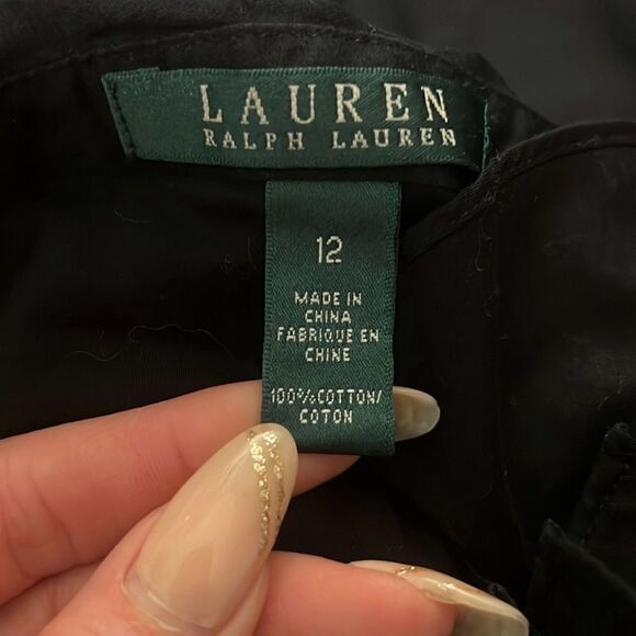 Lauren Ralph Lauren Women's Black Ruffle Pleated Sleeveless Sheath Dress Size 12 - Picture 8 of 9